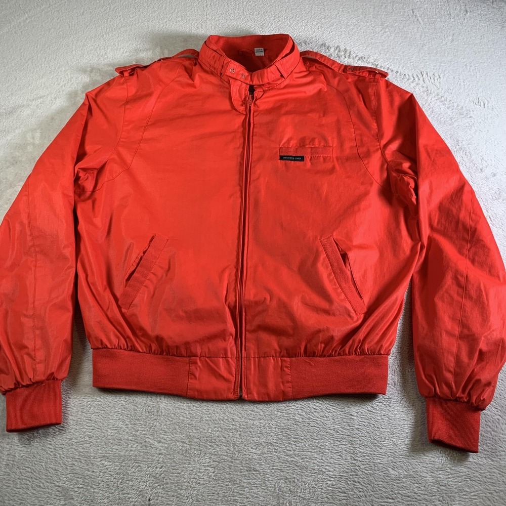 Vintage Members Only Jacket Mens 44L Red‎ Bomber Epaulet Hong Kong Retro 80s